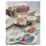 Blue Ridge Fruit Salad Pattern Dinnerware Set - Plates, Cups, Creamer & Sugar