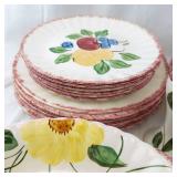 Blue Ridge Fruit Salad Pattern Dinnerware Set - Plates, Cups, Creamer & Sugar