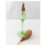 Vintage Green Glass Perfume Atomizer - Brass Top & Fabric Bulb