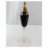 Antique Gooseneck Perfume Atomizer with Black Glass Body on Clear Stem