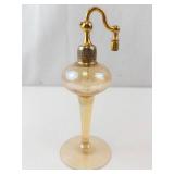 Perfume Atomizer - Vintage Amber Glass with Brass Top on Pedestal Base
