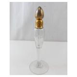 Vintage Glass Perfume Bottle - Gold Collar & Stopper