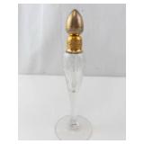 Vintage Glass Perfume Bottle - Gold Collar & Stopper