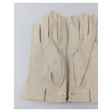Cream Satin Evening Gloves - Beaded Wrist, 100% Cotton Lining