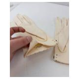 Cream Satin Evening Gloves - Beaded Wrist, 100% Cotton Lining