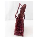 Beaded Net Purse - Mini Decorative Bag with Feather Accent