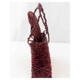 Beaded Net Purse - Mini Decorative Bag with Feather Accent