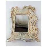 Grecian Goddess Mirror Frame - Vintage Resin, Floral Relief