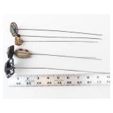 Hat Pins - Vintage Mixed Turquoise Bezel, Filigree & Bead Ends (6 pcs)