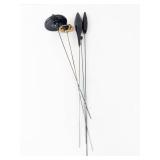 Hat Pins Vintage Assortment - Black Domed Discs, Gold Bezel Gem, Long Pendants