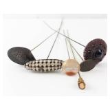 Vintage Hat Pins - Assorted Disk & Bead Heads, 8-11in Length