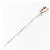 Decorative Spear with Shell Inlay and Red Glass Bead Trim - 9 in Length