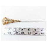 Hat Pin With Mosaic Ceramic Handle - 5 3/4 Inch Long, Decorative Collectible Piece