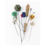 Hat Pins - Assorted Vintage Beaded Pins with Crowns & Charms