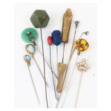 Hat Pins - Assorted Vintage Beaded Pins with Crowns & Charms