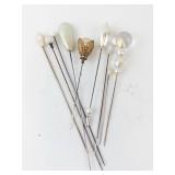 Beaded Hat Pins - Vintage Assorted White Pearls & Crystals Collection
