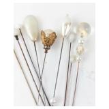Beaded Hat Pins - Vintage Assorted White Pearls & Crystals Collection
