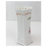 RS Prussia Hatpin Holder - Antique Porcelain Hexagonal Vase with Floral Bouquet