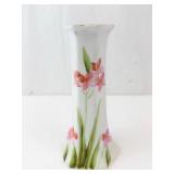 Porcelain Hatpin Holder - Hexagonal Vase with Pink Floral Pattern