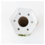 Porcelain Hatpin Holder - Hexagonal Vase with Pink Floral Pattern
