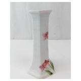 Porcelain Hatpin Holder - Hexagonal Vase with Pink Floral Pattern