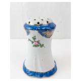 Nippon Hatpin Holder - Floral Ceramic with Blue Trim