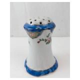 Nippon Hatpin Holder - Floral Ceramic with Blue Trim