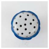 Nippon Hatpin Holder - Floral Ceramic with Blue Trim