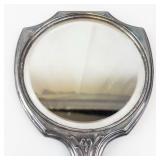 Antique Silver Hand Mirror & Brush Vanity Set with Ornate Floral Motifs