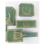 Vanity Set - Vintage Green Bakelite/Celluloid with Mirror & Brushes