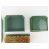 Vanity Set - Vintage Green Bakelite/Celluloid with Mirror & Brushes