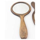 Wooden Hand Mirrors - Round & Oval (Lot of 2)