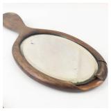 Wooden Hand Mirrors - Round & Oval (Lot of 2)