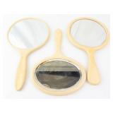 Vanity Mirrors - Beige Handheld, 2 Round & 1 Oval - Set of 3