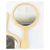 Vanity Mirrors - Beige Handheld, 2 Round & 1 Oval - Set of 3
