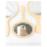 Vanity Mirrors - Beige Handheld, 2 Round & 1 Oval - Set of 3