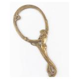Art Nouveau Brass Hand Mirror Frame with Female Figure (Glass Missing)
