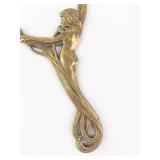 Art Nouveau Brass Hand Mirror Frame with Female Figure (Glass Missing)