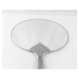 Vintage Art Deco Silver Hand Mirror - Round Vanity Mirror With Shield Crest Handle