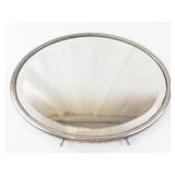 Vintage Round Vanity Mirror with Folding Stand - Silver-Tone Metal Frame