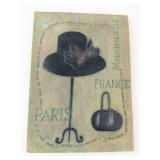 Mademoiselle Paris France Wall Plaque Hat & Handbag Motif, Panel
