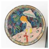 Decorative Tin Boxes (Lot of 2) - Round Painted Tin and Teal Blue Tin with Gold Filigree