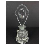 Perfume Bottle Crystal Glass with Beaded Base & Ornate Stopper - Vintage