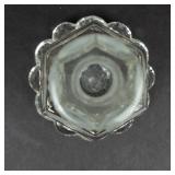 Perfume Bottle Crystal Glass with Beaded Base & Ornate Stopper - Vintage