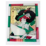 Original Lithograph on Glass- LITHOGRAPHIES ORIGINALES: Woman in Green Hat Glass (Art Nouveau)