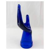 Hand Display Sculpture - Cobalt Blue Glass