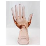 Pink Glass Hand Sculpture - Hand-Shaped Display Piece