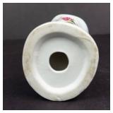 White Porcelain Hand Figurine with Pink Rose Floral Transfer