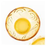 Sugar Bowl with Lid - Amber Glass, Pressed Swirl Pattern