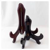 Two Vintage Wooden Display Stands with Curved Feet - Folding Easel/Picture Frame Stands